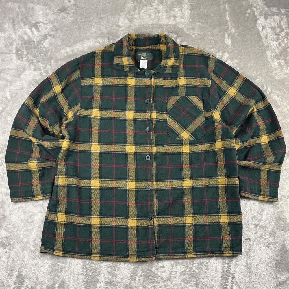 Vtg Orvis Shirt Mens Large Multicolor Plaid Flannel Long Sleeve Button Front